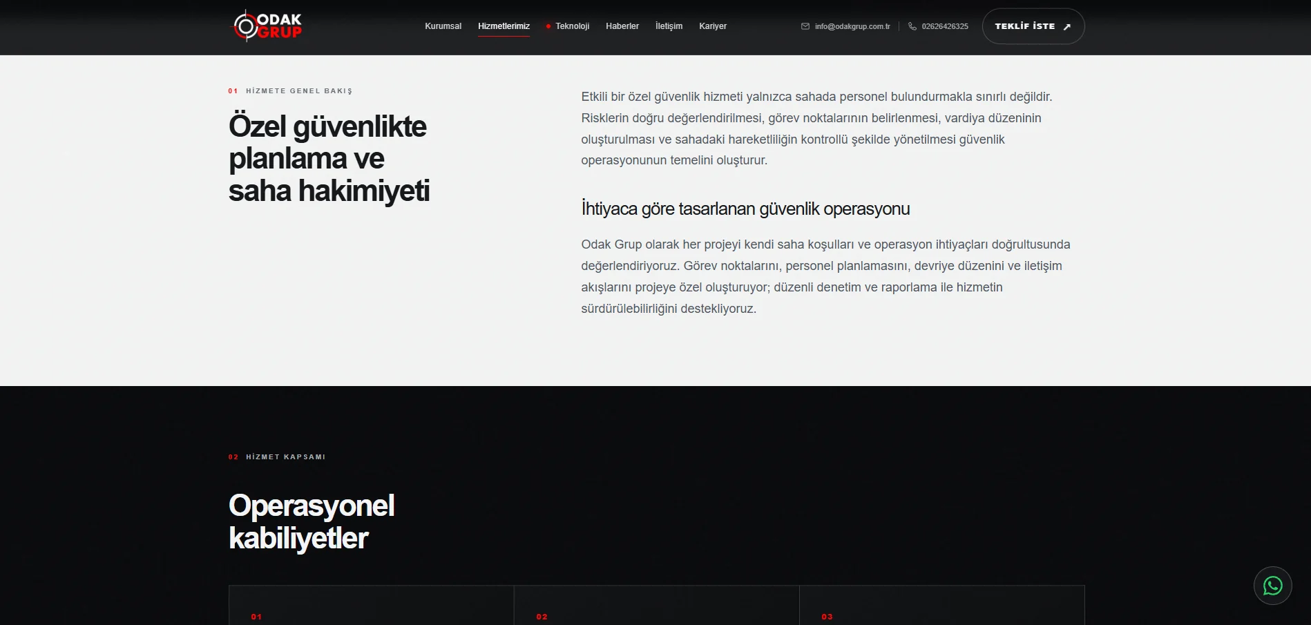 Odak Grup ikinci masaüstü web sitesi ekranı
